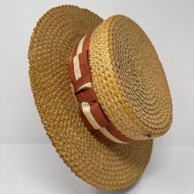 Vintage Stetson Medalist Boater Hat – 1/4 Size, Classic Straw Skimmer	