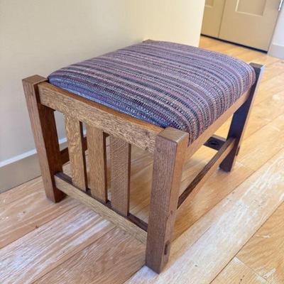 Authentic Stickley Stool – Marked & Tagged ‘Manlius, New York’	