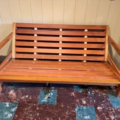 Made in Brazil Wooden Futon Sofa - Adjustable Frame w/ Cushion	