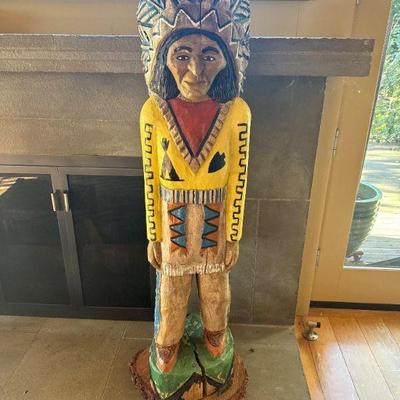 XL Hand-Carved Wooden Native American Chief Totem – 49.5” Tall	