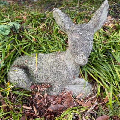 Weathered Cement Deer Garden Statue	
