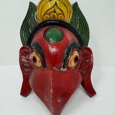 Hand-Carved Wooden Garuda Mask – Traditional Southeast Asian Wall Art	