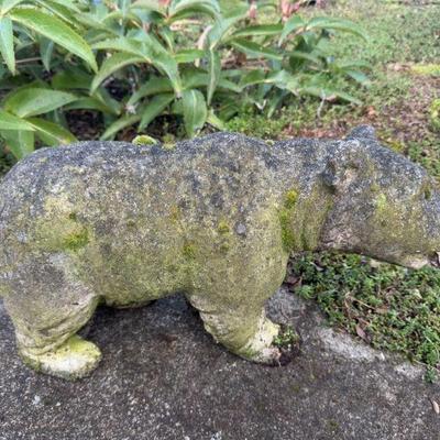 Cement Bear Garden Statue - Mossy Aged Patina	