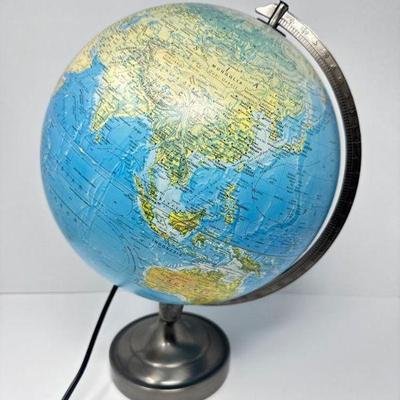 Vintage Illuminated World Globe – Electric Light-Up w/ Metal Base	