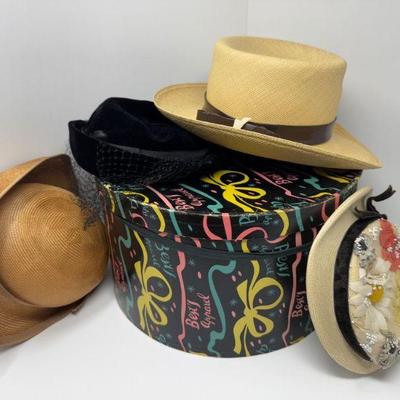 Vintage Hat Collection w/ Storage Box: Frederick & Nelson, Sonni, +	