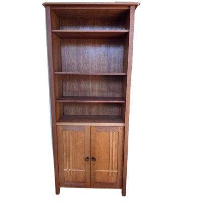 Mission-Style Solid Wood Bookshelf #1 – Open Shelving & Lower Cabinet	