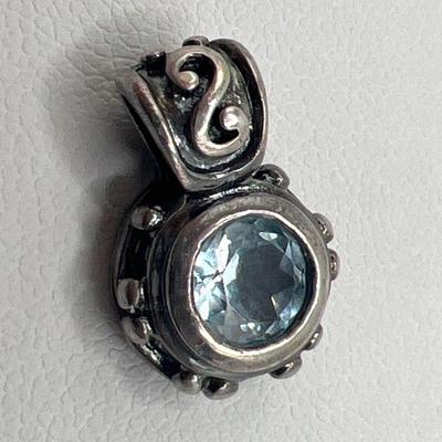 Sterling Silver Pendant with Blue Gemstone
