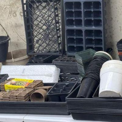 Large Garden Starters And Various Sized Plastic Pots
