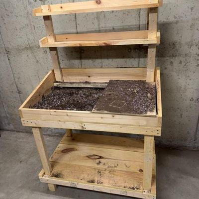 Hand Crafted Planting Table With Shelves
