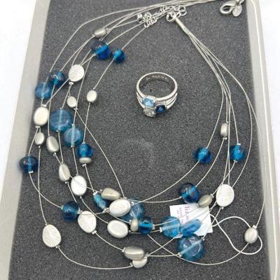 Lia Sophia Caspian Sea 19” Necklace & Matching Ring Size 10
