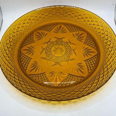 (11) 10” Vintage Luminarc Amber Glass Dinner Plates
