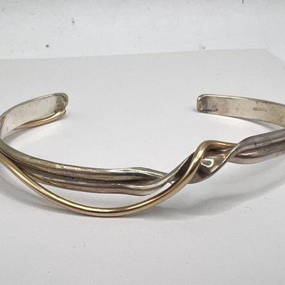 Sterling Silver & Brass Entwined Scara Cuff Bracelet
