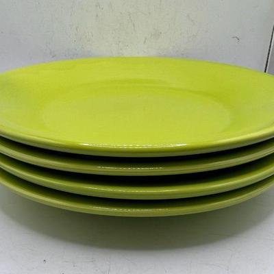 (4) Lime Green Round 8.5” Salad Plates
