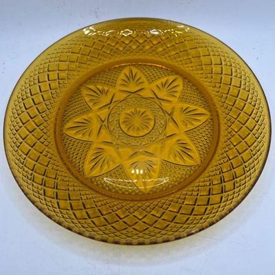 (6) 8” Vintage Luminarc Amber Glass Salad Plates
