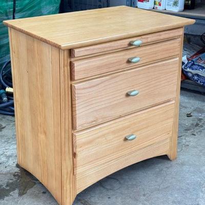 Solid Wood 3-Drawer Nightstand
