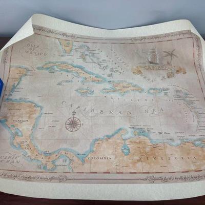 (2) Large Maps-Caribbean & Long Island Sound
