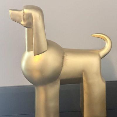 Golden Poodle Dog Statue
