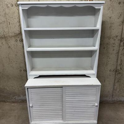Rustic White Cupboard With Shelves
