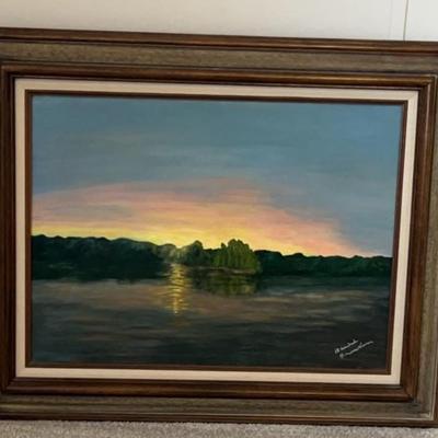 Canvas Painting Sunset On Wate