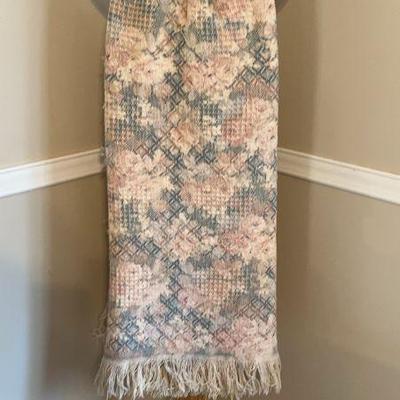 Vintage Oak Heart Shaped Quilt Stand With Heart Throw