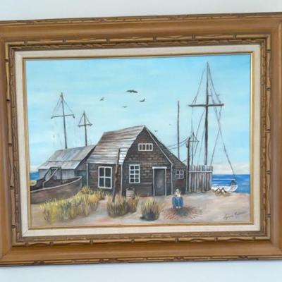Framed Painting On Canvas Signed By Lynne Roberts 1977