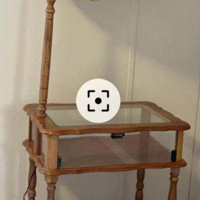 Vintage End Table W/ Built In Lamp
