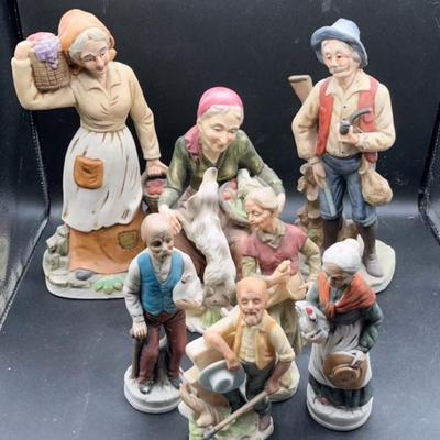 seven ceramic figurines 