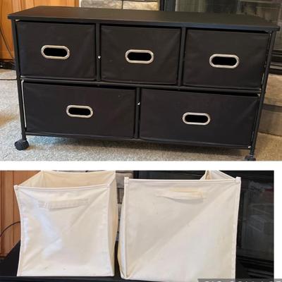 Storage cube dresser five unit shelf organizer with fabric drawers on coasters 