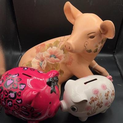 Trio of ceramic piggy banks