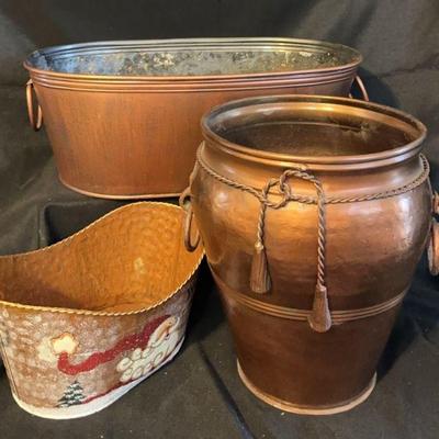 Copper Urn With Brass Handles And Extras