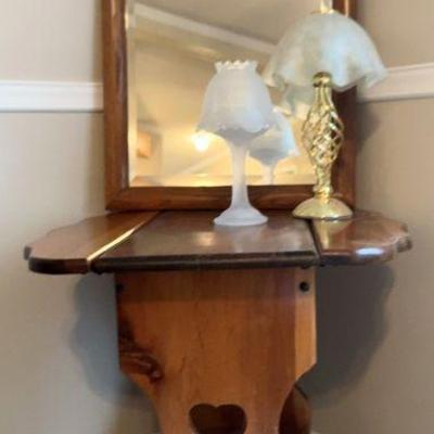 Drop Leaf Table With Beveled Mirror And Tea Light Lamps