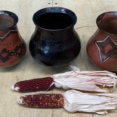 (3) Hand Made Southwestern Unsigned Pottery Vases