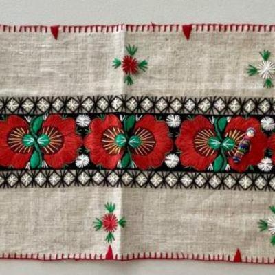 Vintage Southwestern Table Runner With A Miniature Doll