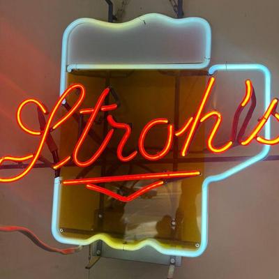 Vintage Stroh's Neon Light Sign