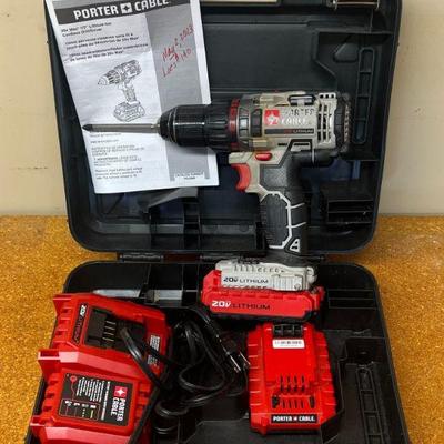 Porter Cable 20V Half Inch Lithium Ion Cordless Drill With 2 Batteries, Charger And Case