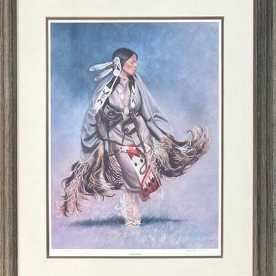 Sarita Huber 1980 " Fancy Dance" Signed Limited Edition Print 181 Of 450 In Glass Front Frame