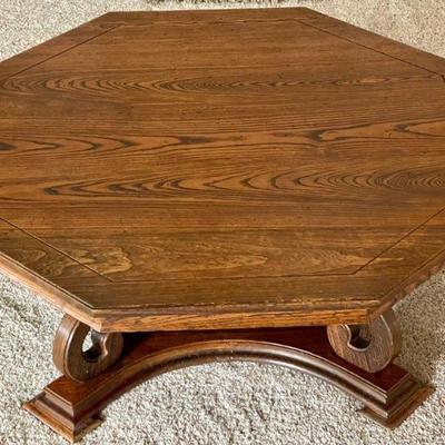 Vintage 1970s Octagonal Oak Coffee Table