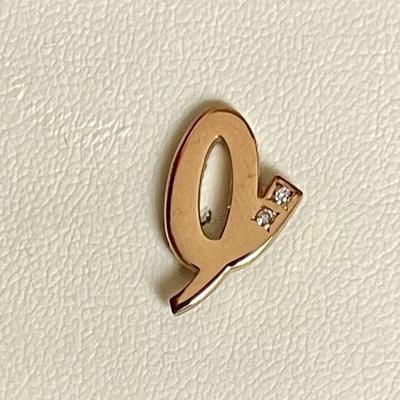 10k Gold Filled And Diamond Q Tie Tack In Original Box - Top Is 1.09 Grams