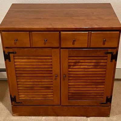 Vintage Ethan Allen Solid Maple And Birch 2-door Cabinet With Drawers 