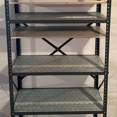 72" Metal Storage Shelf With Added Wood Shelves