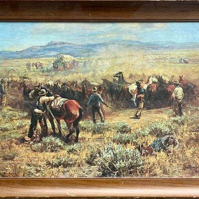 Vintage George Phippen " Noon Change Of Horses" Framed Print
