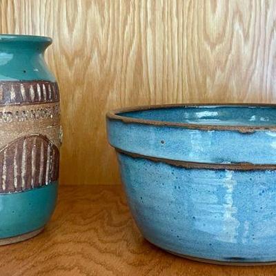 (2) Pieces Of Studio Pottery - Down To Earth Vase, Marlene Bowl