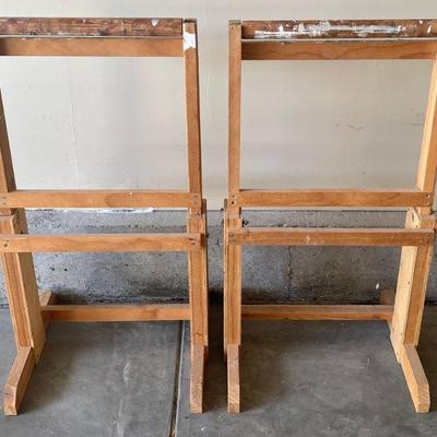 Pair Of Hand Made 35" Wooden Roller Stands 
