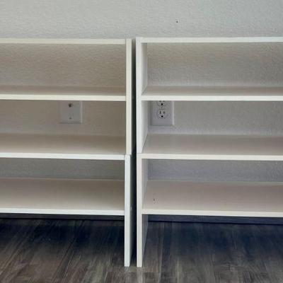 (4) Stacking White Veneer Shoe Racks (as Is)