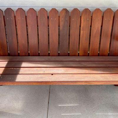 Vintage Hand Made Redwood Outdoor Bench