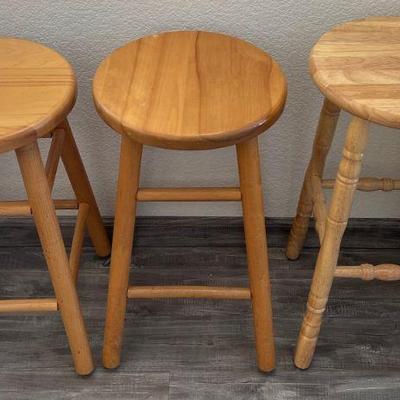 (3) Assorted Oak Bar Stools