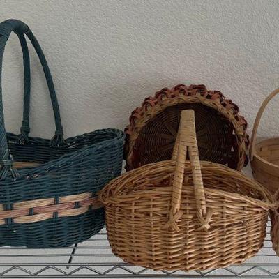 (5) Assorted Decorative Woven, Rattan, And Wicker Baskets