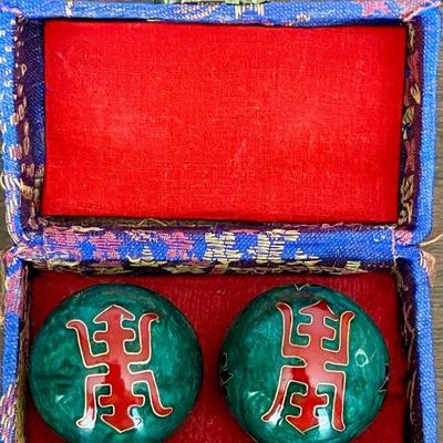 Chinese Stress Chime Meditation Balls In Silk Balls