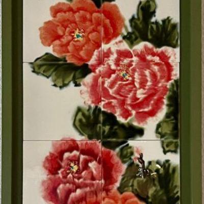 Hand Made Chinese Textile Wall Hanging With Wood Frame