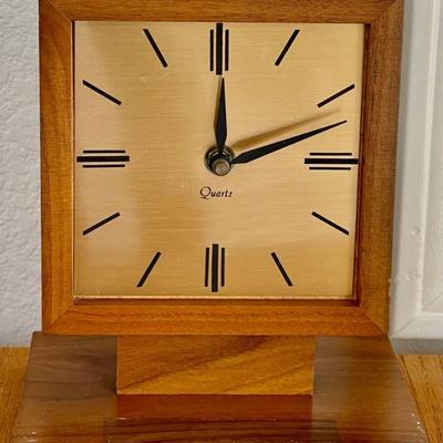 1960's Mid Century Wood Quartz Clock 